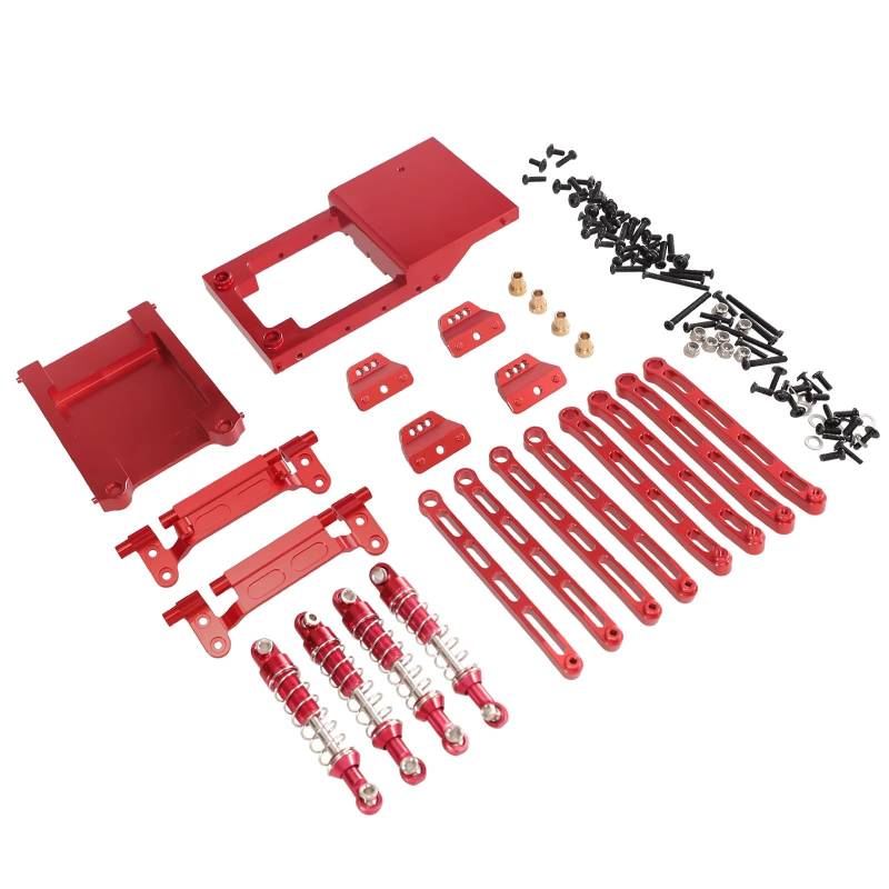 JYYTERD RC Teile Kompatibel Mit MN Für MN168 Für MN78 1/1 RC-Auto-Upgrade-Modifikationsteile Zubehör Metall-Zugstangen-Stoßdämpfer-Kit(Red) von hjuink