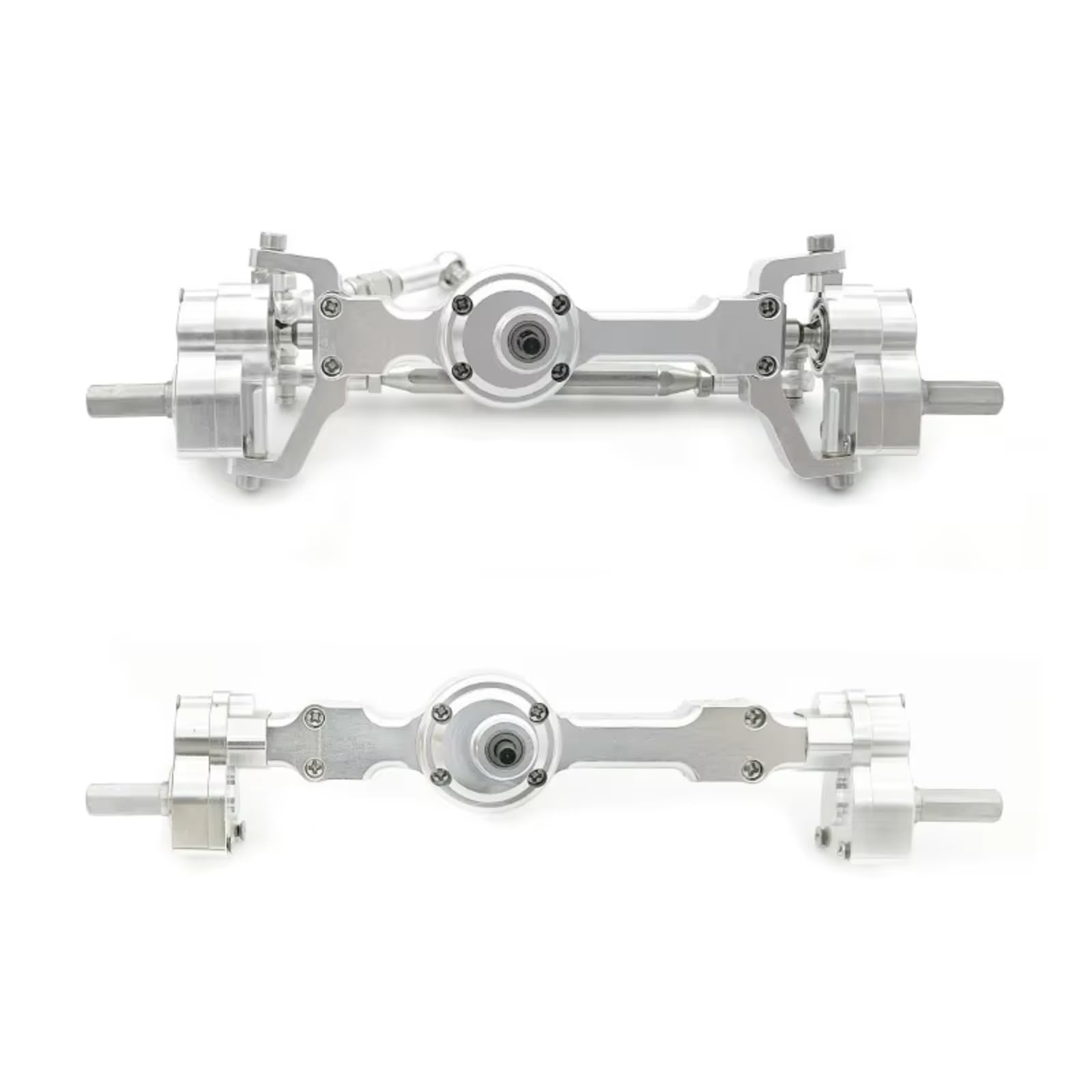 JYYTERD RC Teile Kompatibel Mit MN Für MN99S Für MN98 D90 D91 D99 D99S MN90 1/12 RC-Auto-Upgrade-Teile Metall CNC-Vorder- Und Hinterrad-Portalachse(Silver) von hjuink
