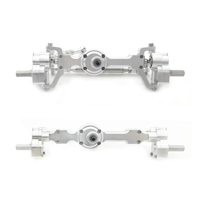 JYYTERD RC Teile Kompatibel Mit MN Für MN99S Für MN98 D90 D91 D99 D99S MN90 1/12 RC-Auto-Upgrade-Teile Metall CNC-Vorder- Und Hinterrad-Portalachse(Silver) von hjuink