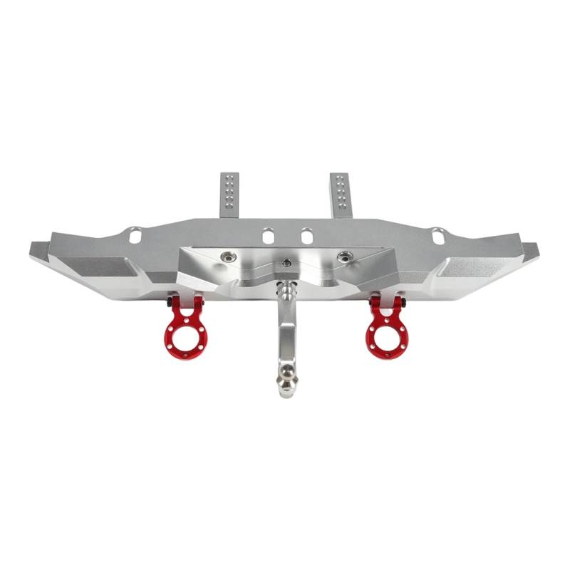 JYYTERD RC Teile Kompatibel Mit TRX4 Für Defender 1/10 RC Für Rock Crawler Cars, Upgrade-Teile Für Chassis, Aluminium-Heckstoßstange Mit Anhängerkupplung(Silver) von hjuink