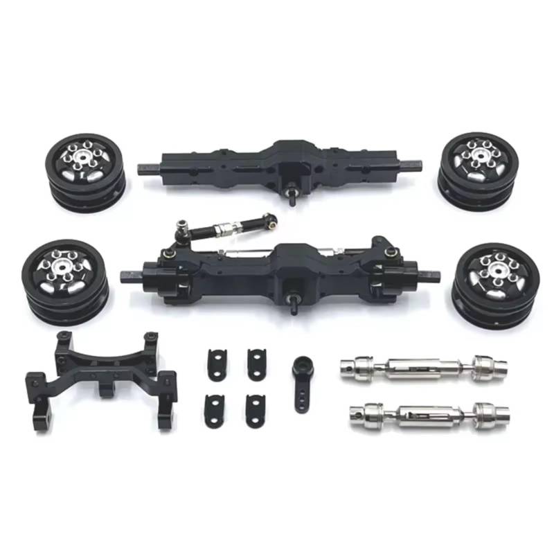 JYYTERD RC Teile Kompatibel Mit WPL 1/10 C74 RC-Auto-Upgrade-Modifikationsteile Zubehör Metallachse Servohalterung Radnabe Antriebswelle(Black) von hjuink