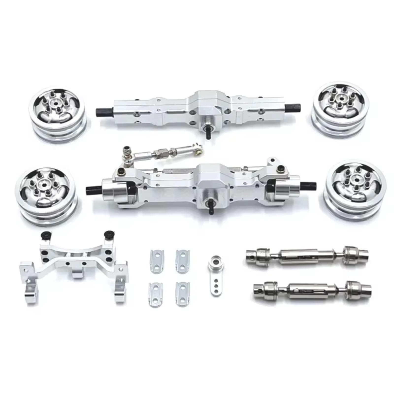 JYYTERD RC Teile Kompatibel Mit WPL 1/10 C74 RC-Auto-Upgrade-Modifikationsteile Zubehör Metallachse Servohalterung Radnabe Antriebswelle(Silver) von hjuink