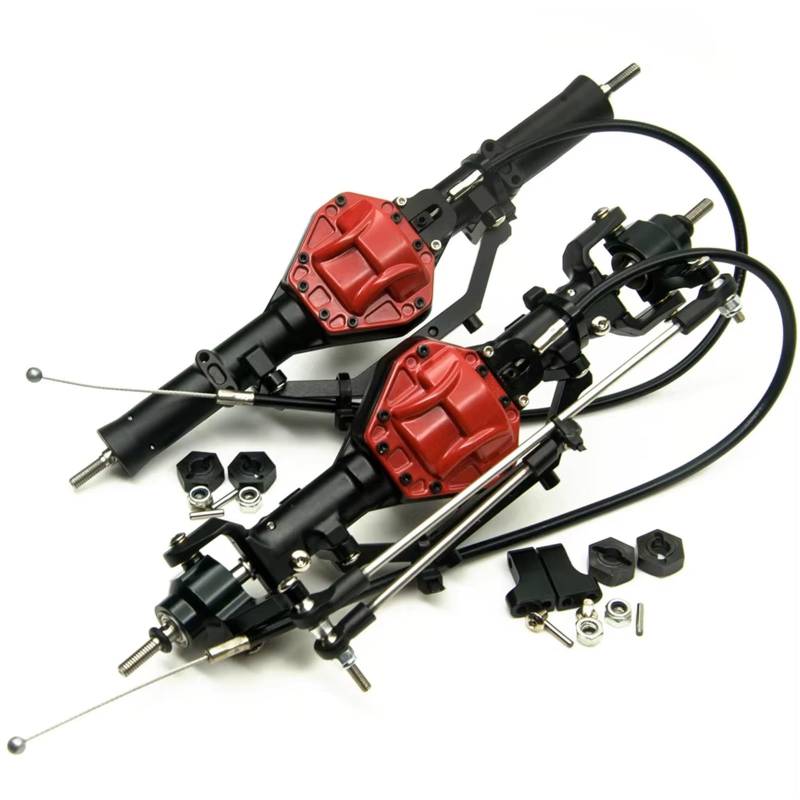 JYYTERD RC Vorder Hinter Achse Kompatibel Mit Axial Für SCX10 1/10 RC Crawler Autoteile, Metall-Vorder- Und Hinterachse Mit 4WD-Sperre, Hochleistungs-Lenkgestänge-Kit(Front and Rear) von hjuink