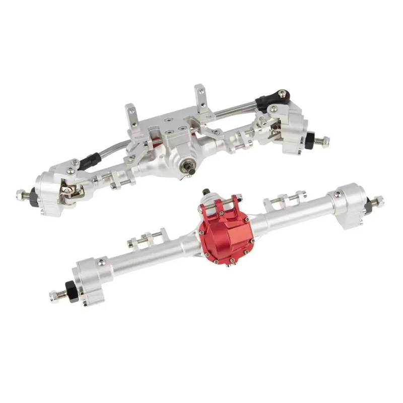 JYYTERD RC Vorder Hinter Achse Kompatibel Mit Axial Für SCX10 II 90046 90047 CC01 1/10 RC Crawler Teile CNC-gefräste Aluminium-Portalachse Vorne Und Hinten(Silver) von hjuink