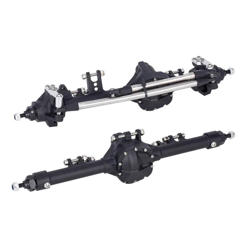 JYYTERD RC Vorder Hinter Achse Kompatibel Mit Axial Für SCX10 II Für Vanquish VS4-10 1/10 RC Crawler Für Chassisteile CNC-Aluminium-Offset-Geradeachsensatz(Black,Front and Rear) von hjuink