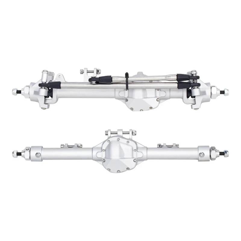 JYYTERD RC Vorder Hinter Achse Kompatibel Mit Axial Für SCX10 II Für Vanquish VS4-10 1/10 RC Crawler Für Chassisteile CNC-Aluminium-Offset-Geradeachsensatz(Silver,Front and Rear) von hjuink