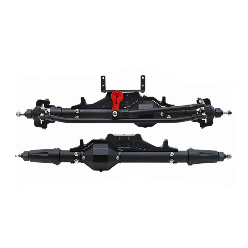 JYYTERD RC Vorder Hinter Achse Kompatibel Mit Axial Für Wraith 90018 RR10 Für Capra 1.9 Für UTB 1/10 RC Crawler, Komplette Vorder- Und Hinterachse Mit Spurstange, Servohalterung(Black,Front and Rear) von hjuink