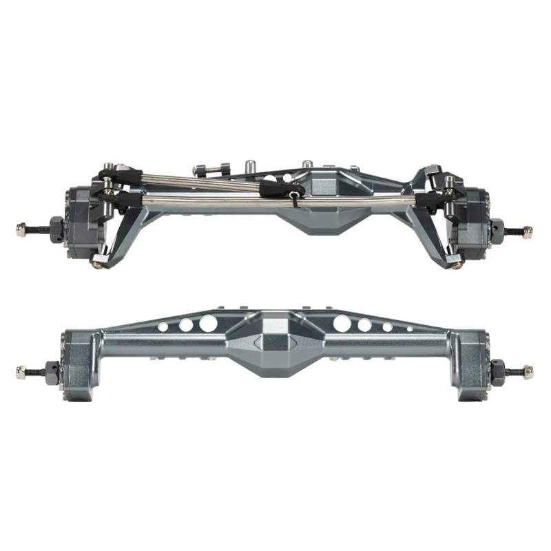JYYTERD RC Vorder Hinter Achse Kompatibel Mit Capra 1/10 RC Crawler Aluminium Offset Portal Achse Mit Konstantgeschwindigkeit Driveshift Einstellbare Obere Link Halterung(Gray,Front and Rear) von hjuink