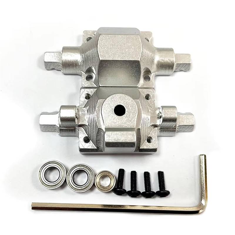 JYYTERD RC Vorder Hinter Achse Kompatibel Mit ECX 1/24 Rc Car Aluminiumlegierung Kompaktes Und Dennoch Vorder- Und Hinterachsgehäuse Upgrade-Teile Zubehör(Silver) von hjuink