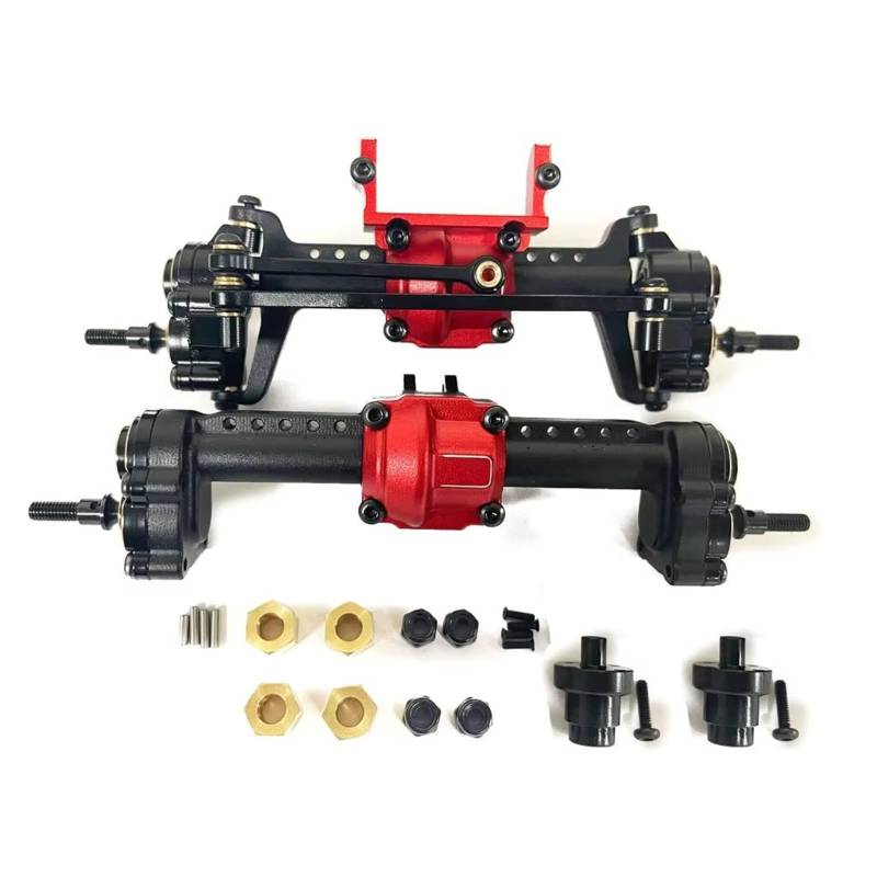 JYYTERD RC Vorder Hinter Achse Kompatibel Mit FMS Für FCX24 1/24 RC Crawler Upgrade-Teil RC-Autozubehör Vorne Hinten Portalachsenbaugruppe(Black) von hjuink