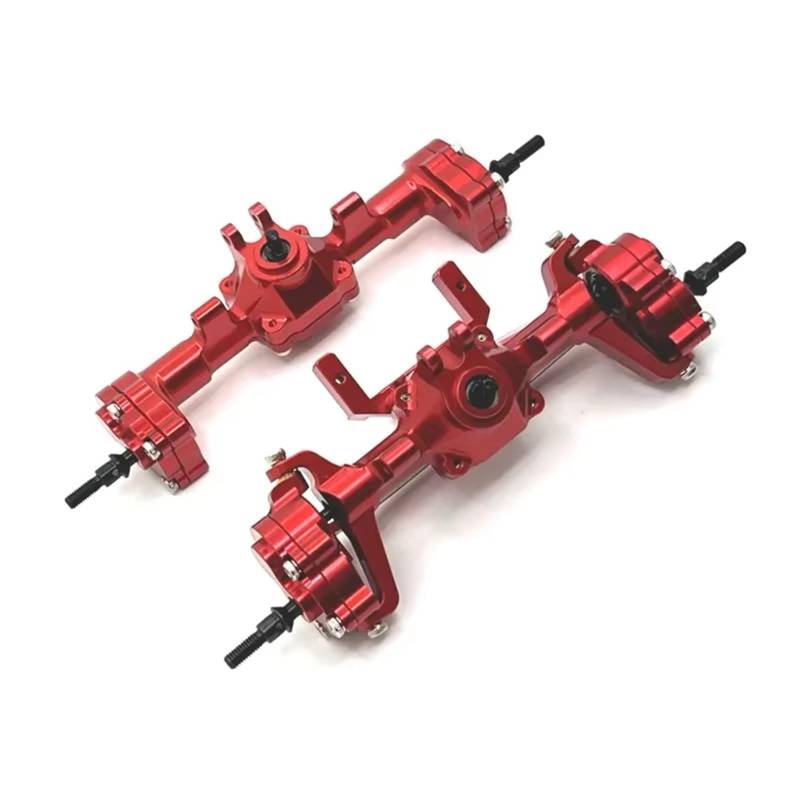 JYYTERD RC Vorder Hinter Achse Kompatibel Mit FMS Für FCX24 Für Xiaoqi Für Crusher 1/24 RC-Modelle Portalachsen-Upgrade-Kit Aluminium-Vorder- Und Hinterachsenbaugruppe(Red,Front and Rear) von hjuink