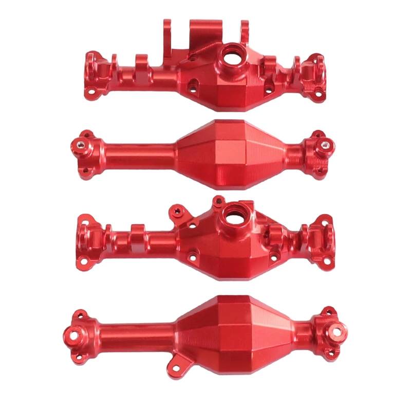 JYYTERD RC Vorder Hinter Achse Kompatibel Mit MJX Für Hyper GO H12Y H12Y + Fernbedienung Auto Ersatzteile Metall Vorderachse Shell Und Hinterachse Gehäuse(Red,Front and Rear) von hjuink