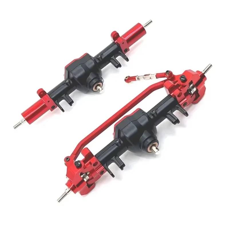 JYYTERD RC Vorder Hinter Achse Kompatibel Mit MN128 MN86 G500 1/12 Fernbedienung Auto Ersatzteile Metall Upgrade Vorder- Und Hinterachse Differential Montage(Black red) von hjuink