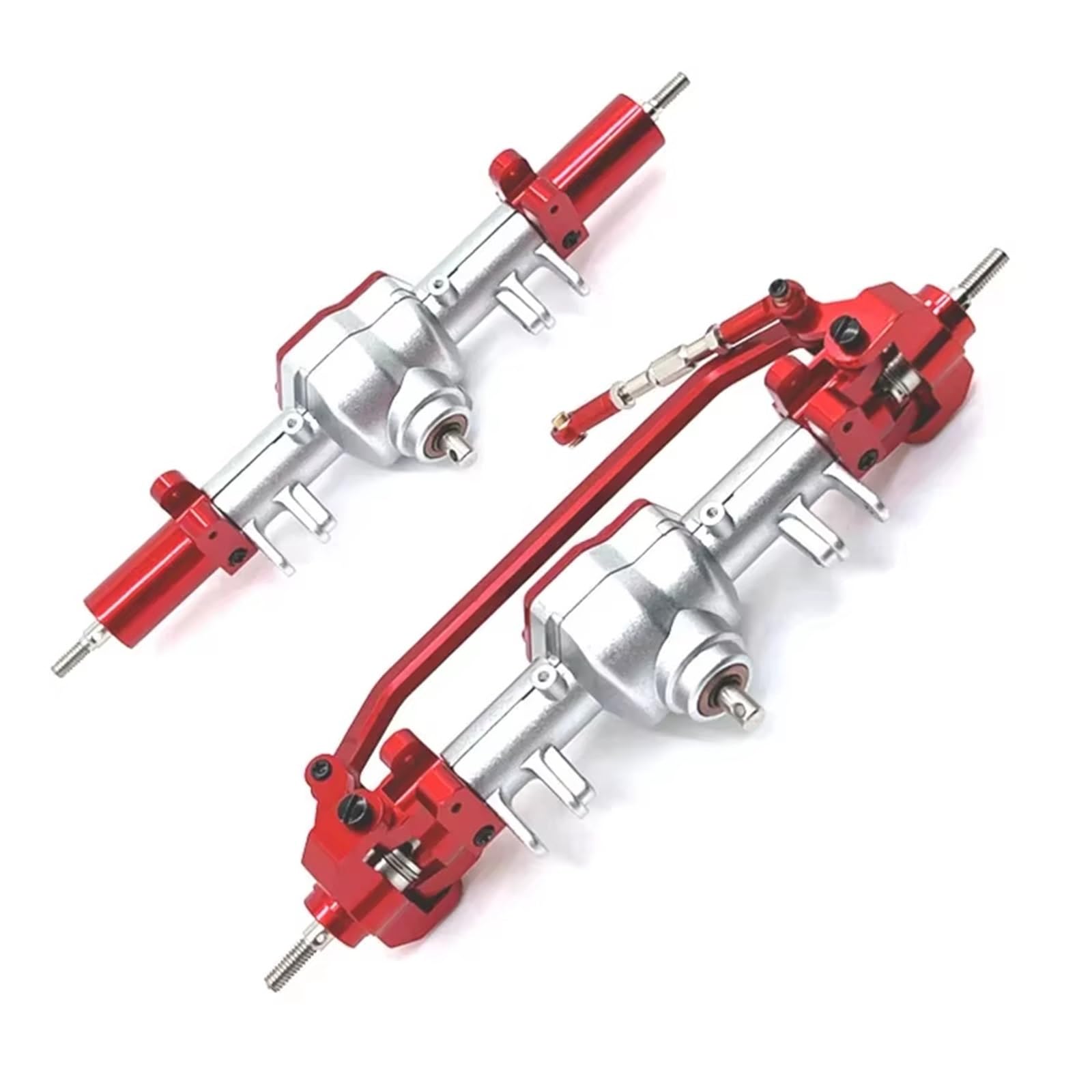JYYTERD RC Vorder Hinter Achse Kompatibel Mit MN128 MN86 MN86S MN86K MN86KS 1/12 RC Crawler Car Upgrade-Teile Metall Vorder- Und Hinterachsdifferential Komplettset(Silver red,Front and Rear) von hjuink