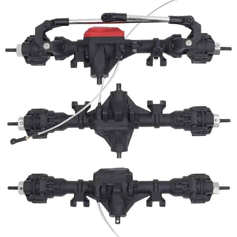 JYYTERD RC Vorder Hinter Achse Kompatibel Mit TRX-4 6WD 1:10 RC Crawler Upgrade Komplette Vorder- Und Hinterachsdifferential-Portalachse Mit T-Lock Und Hoher Bodenfreiheit(Front Middle Rear) von hjuink