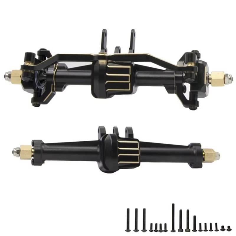 JYYTERD RC Vorder Hinter Achse Kompatibel Mit TRX4M 1/18 RC Crawler Car Upgrade-Teile, 2 Stück, Komplette Vorder- Und Hinterachse Aus Messing-Aluminiumlegierung Mit Stahlgetriebe(Black) von hjuink