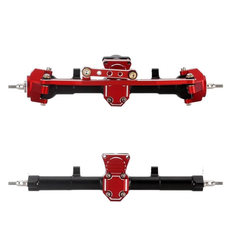 RC Vorder Hinter Achse Kompatibel Mit Axial Für SCX24 C10 Für JLU Für Gladiator Für Bronco 1/24 RC Crawler Upgrade CNC-Aluminium 4 Mm Verlängertes Vorder- Und Hinterachsen-Set(Red,Front and Rear) von hjuink