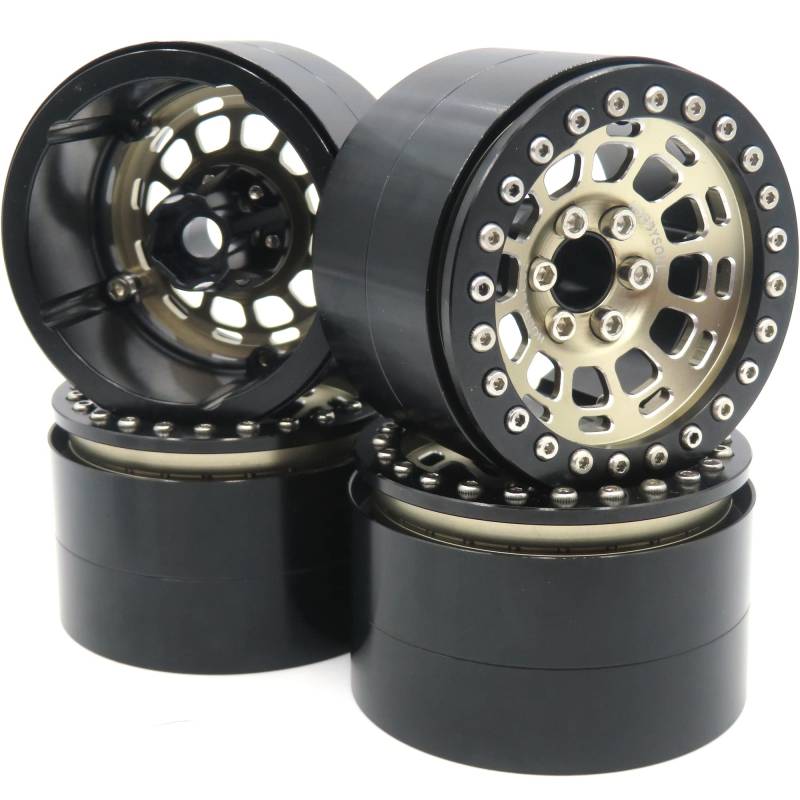 HOBBYSOUL Breite 1,57'' (40mm) 2,2 Beadlock Räder, 10mm Negativversatz 2,2 Räder Felgen Champagnerschwarz für RC Mud Crawler SCX10 Capra Wraith Gen8 Everest TRX4, (4 Stück) von hobbysoul