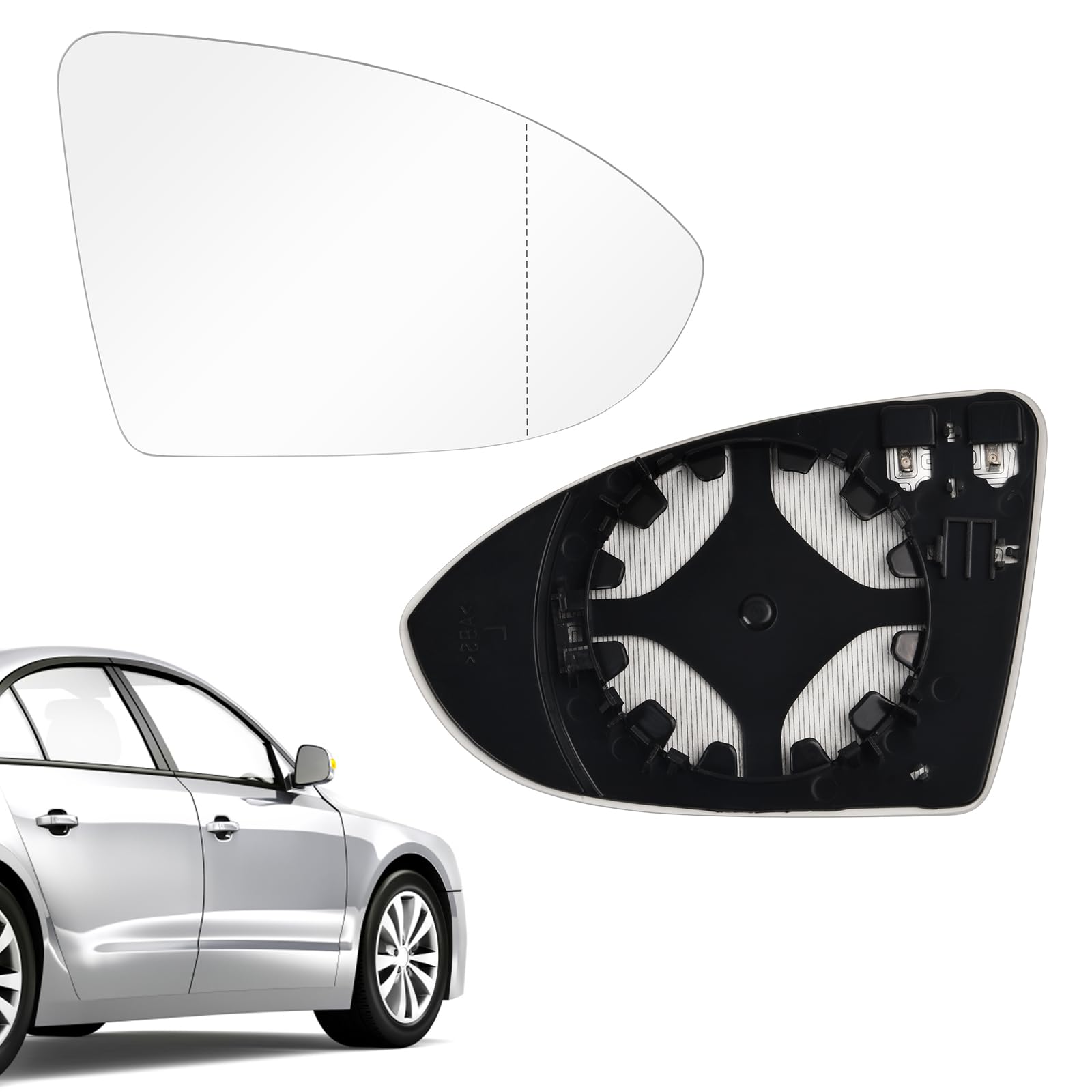 Geeignet für Golf 7 Spiegelglas Rechts Beifahrerseite Beheizbar Asphärisch mit Trägerplatte, Zubehör für VW Golf 7 von hongmo