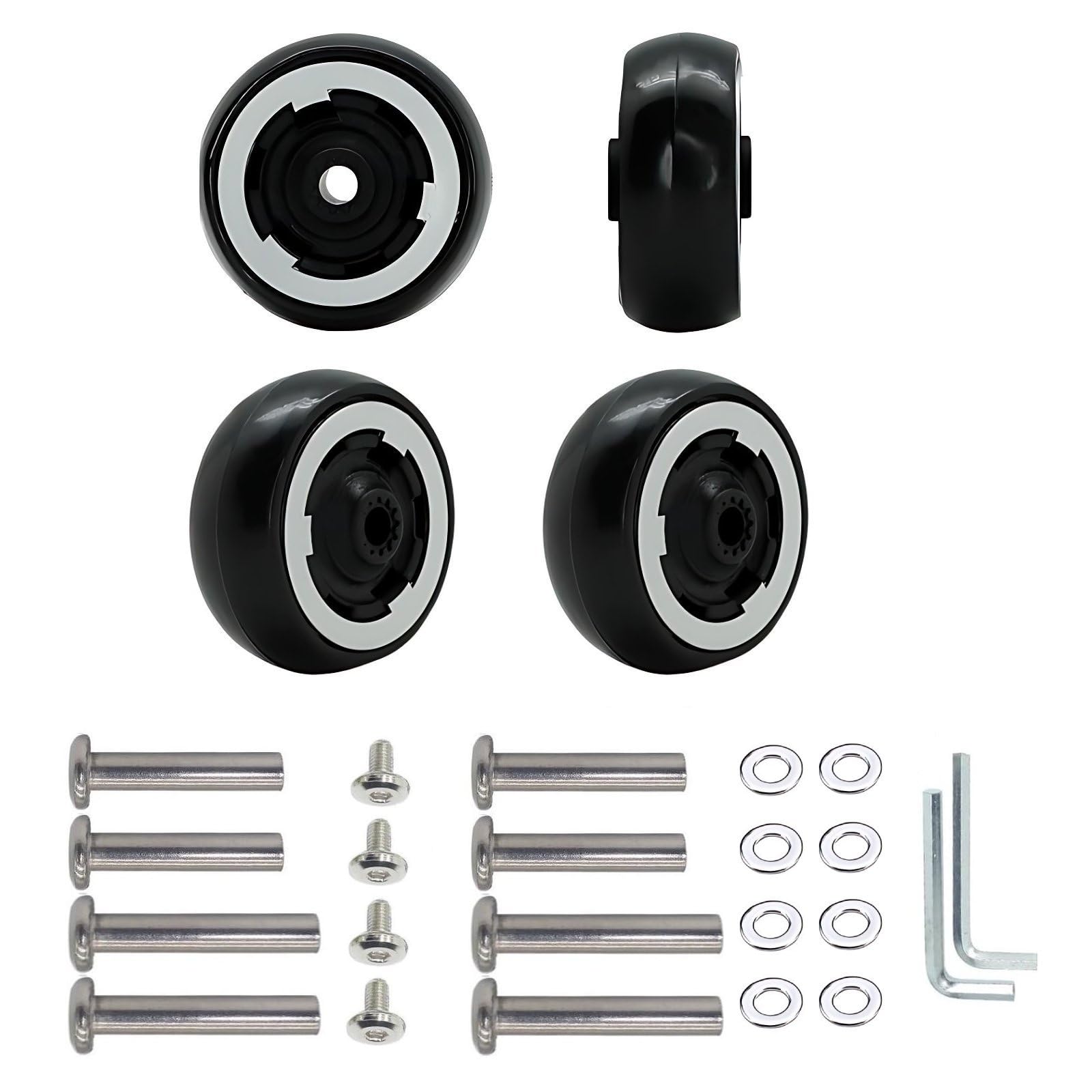 Koffer-Ersatzräder, 48 mm x 23 mm, Gummi-Lenkrollen für Trolley-Rollenlager, Reparatur-Kits, 4 Stück Koffer-Ersatzräder, 48 mm x 23 mm, Gummi-Lenkrollen für Trolley-Rollenlager, Reparatur-Kits, 4 Stück von honselia