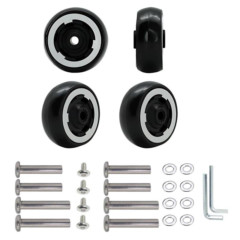 Koffer-Ersatzräder, 48 mm x 23 mm, Gummi-Lenkrollen für Trolley-Rollenlager, Reparatur-Kits, 4 Stück von honselia