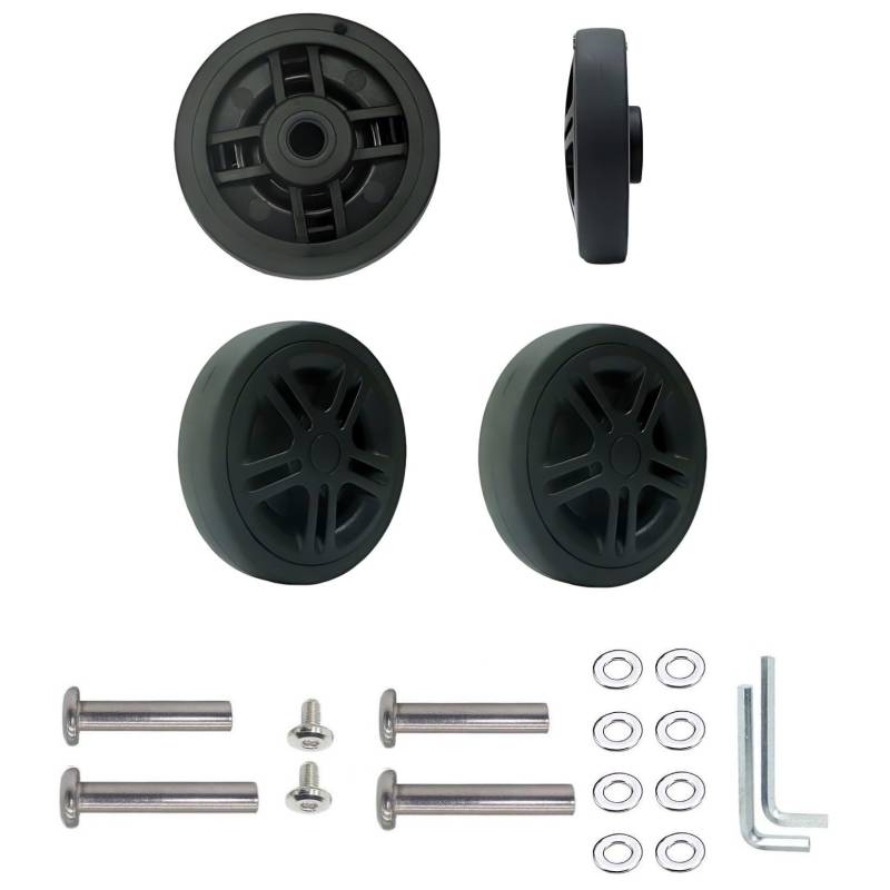 Koffer-Ersatzräder, 49 mm x 10,6 mm, Doppel-Räder, Gummi, Lenkrollen für Trolley-Rollenlager, Reparatur-Kits, 4 Stück von honselia
