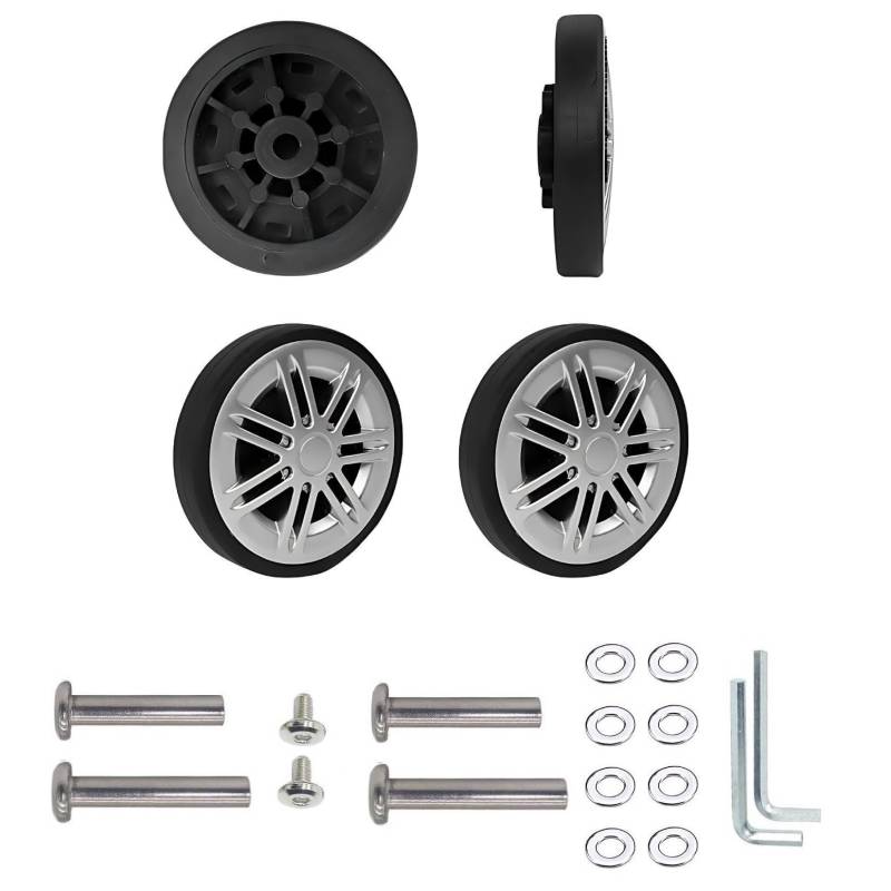Koffer-Ersatzräder, 59 mm x 12 mm, Doppel-Räder, Gummi, Lenkrollen für Trolley-Rollenlager, Reparatur-Kits, 4 Stück von honselia