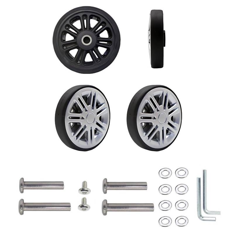 Koffer-Ersatzräder, 59 mm x 12 mm, Doppel-Räder, Gummi, Lenkrollen für Trolley-Rollenlager, Reparatur-Kits, 4 Stück von honselia