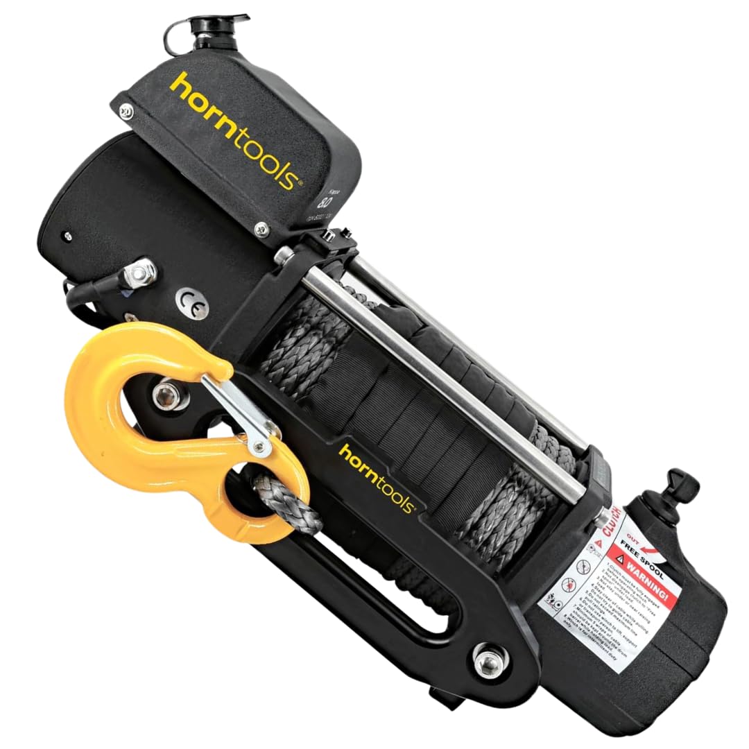 horntools elektrische Seilwinde Kappa 3,6 Tonnen, 12 Volt,Motorwinde für Auto, Offroad, ATV, Quad, Anhänger, Abschleppdienst, inkl. Fernbedienung von horntools