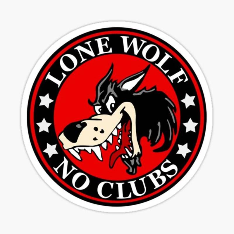 Hotrodspirit Aufkleber Lone Wolf No Clubs Solitaire 7 cm selbstklebend Auto Motorrad von hotrodspirit