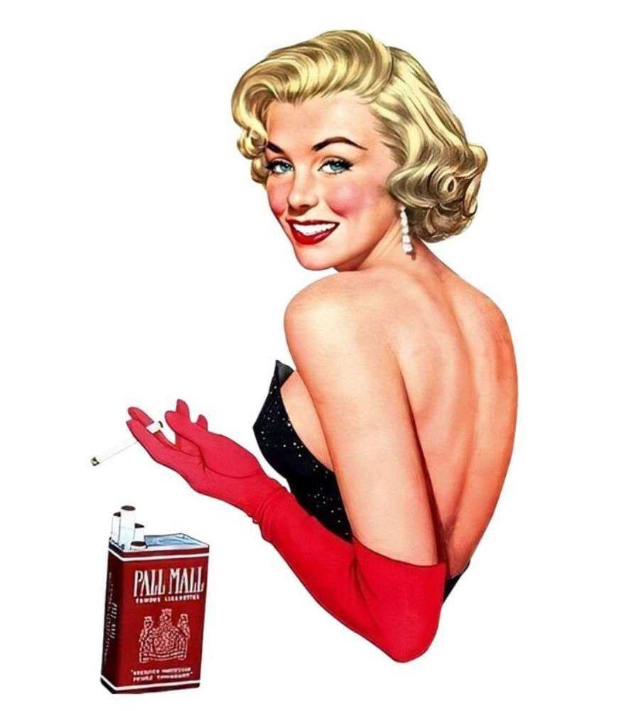 Hotrodspirit – Aufkleber Pin-up Blond Pall Mall Zigarette 12 x 8 cm selbstklebend Hintergrund weiß Sexy von hotrodspirit