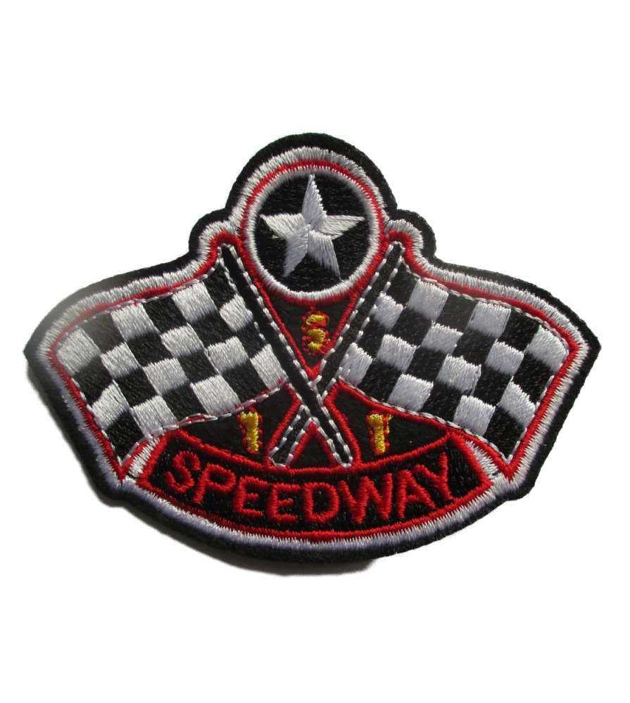 Hotrodspirit – Aufnäher mit Schachbrett-Flagge, Speedway, 8 x 6 cm von hotrodspirit