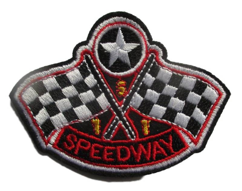 hotrodspirit - Aufnäher mit Schachbrett-Flagge, 8 x 6 cm, zum Aufbügeln von hotrodspirit