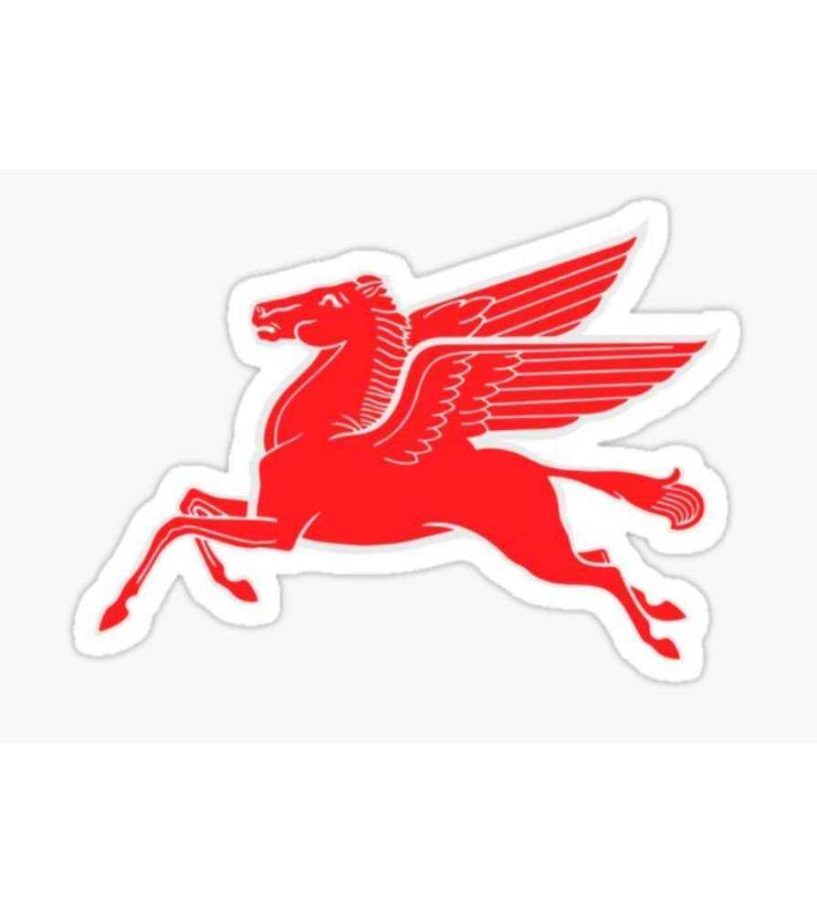 Hotrodspirit – Mini-Sticker Pegasus mobilgas rot antiker Stil selbstklebend 50er Jahre Rock Roll von hotrodspirit