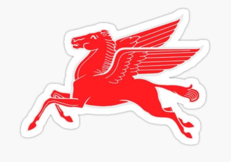 Hotrodspirit – Mini-Sticker Pegasus mobilgas rot antiker Stil selbstklebend 50er Jahre Rock Roll von hotrodspirit