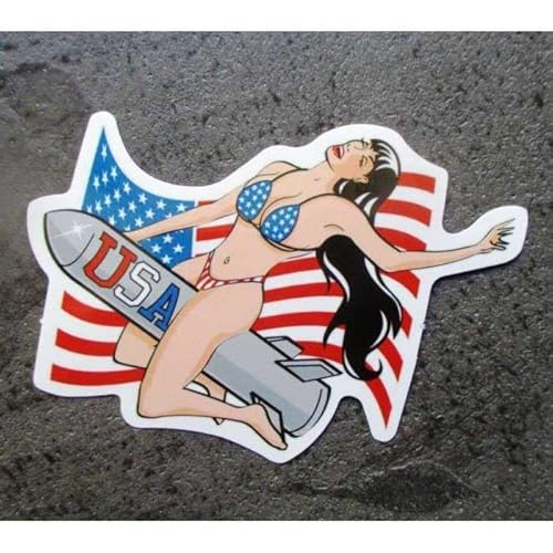 Hotrodspirit Mini-Sticker Pin-up Sitzbombe Flagge USA selbstklebend von hotrodspirit