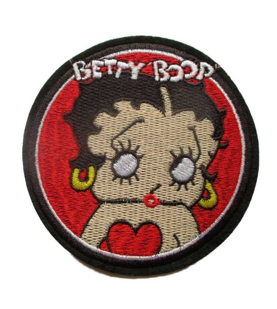 Hotrodspirit – Patch Betty Boop, rund, auf rotem Hintergrund, 9,5 cm von hotrodspirit