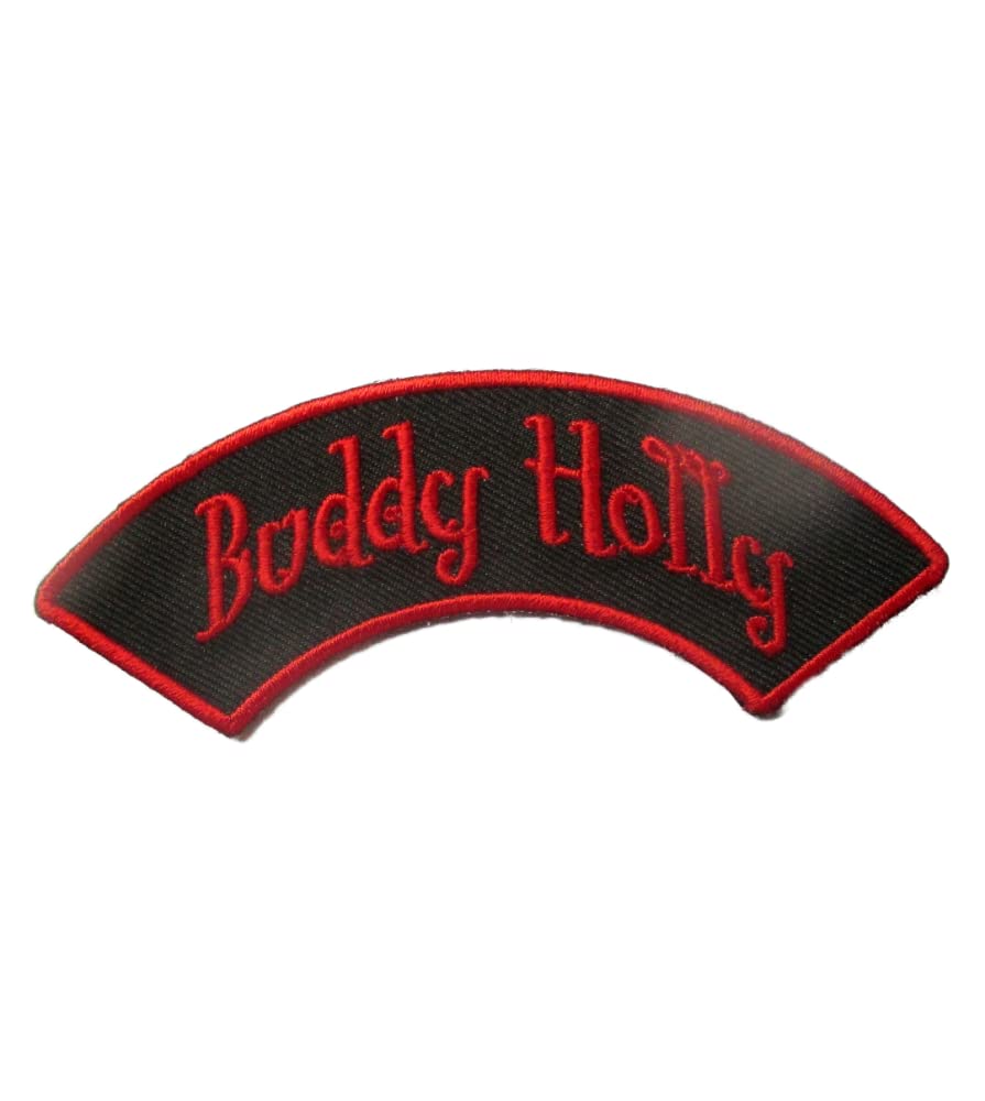 Hotrodspirit – Patch Buddy Holly Banderolle schwarz rot Abzeichen Rockabilly Rock Roll 50er von hotrodspirit