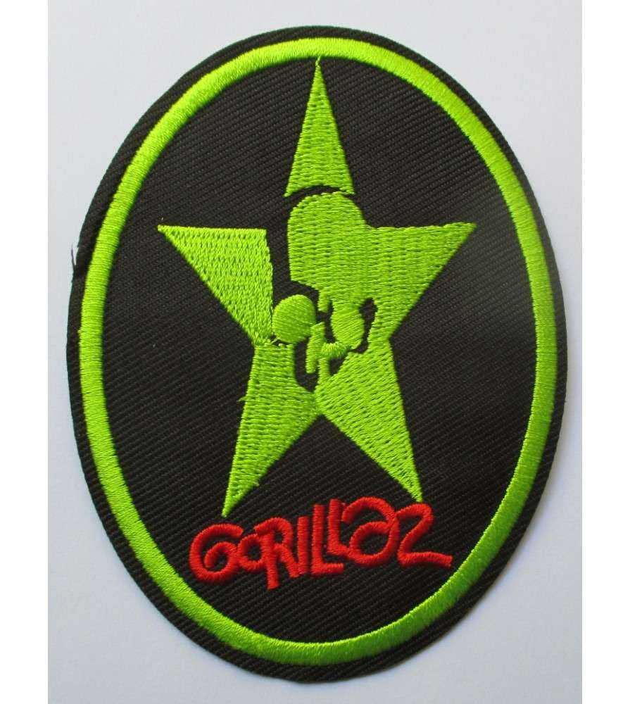 Hotrodspirit – Patch Gorillaz oval schwarz grün Gruppe Rock Pop Aufnäher zum Aufbügeln von hotrodspirit