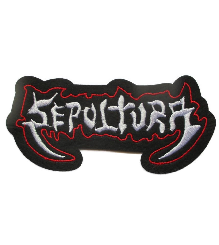 Hotrodspirit – Patch Gruppe Hard Rock Sepultura schwarz rot weiß 13,5 x 6,5 cm Aufnäher zum Aufbügeln von hotrodspirit