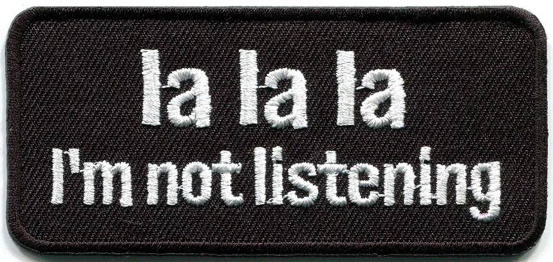 Hotrodspirit Patch La I'm Not Listening schwarz und weiß 8,5 x 4 cm Rückenjacke Jacke Biker Biker von hotrodspirit
