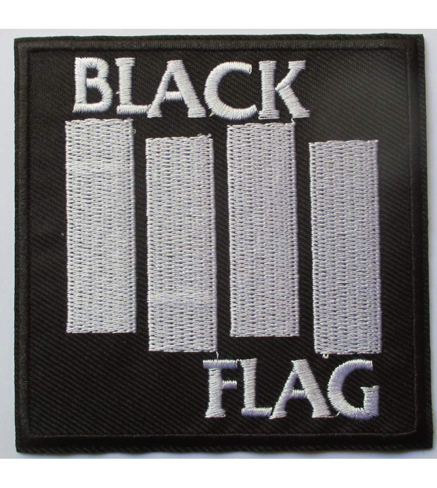 Hotrodspirit – Patch der Gruppe Black Flag schwarz und weiß 9 x 9 cm Hard Rock Roll Aufnäher zum Aufbügeln. von hotrodspirit