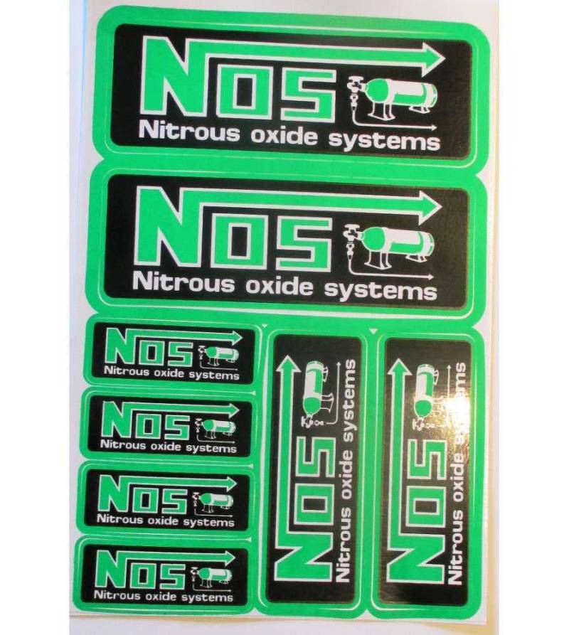 Hotrodspirit Stickerbogen NOS grün selbstklebend Nitro Oxid System Drag Racing von hotrodspirit