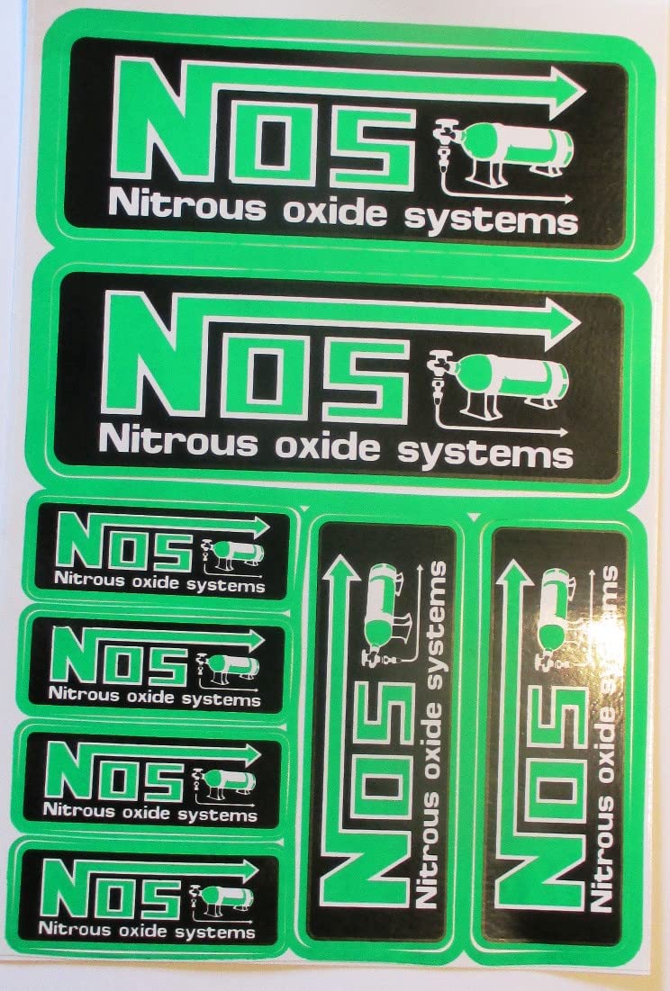 Hotrodspirit Stickerbogen NOS grün selbstklebend Nitro Oxid System Drag Racing von hotrodspirit