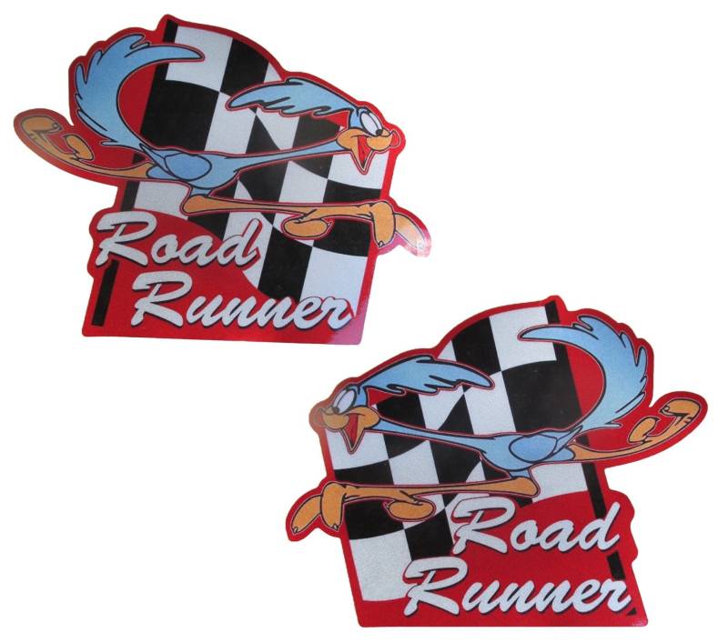 hotrodspirit - 2 Sticker Beep Road Runner a Schachbrettmuster 15 x 12 cm reflektierend Auto von hotrodspirit