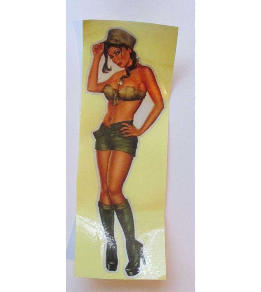 hotrodspirit - Aufkleber Pin Up Militär Sexy mit Kappe, selbstklebend, 15 x 5 cm von hotrodspirit