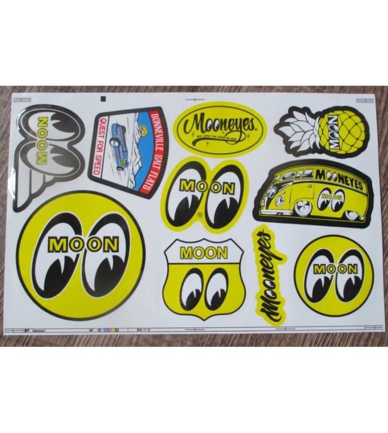 hotrodspirit - Bogen mit 10 Stickern Moon Hot Rod, 21 x 14 cm, selbstklebend, Mooneyes, Dekoration für Auto Garage von hotrodspirit