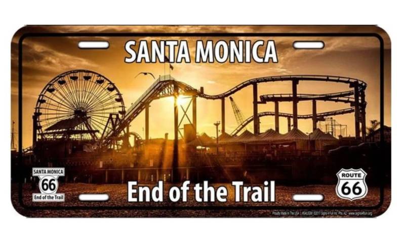 hotrodspirit - Nummernschild Santa Monica End of the Trail USA in Relief Lizenz Plate von hotrodspirit