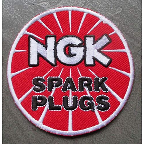 hotrodspirit – Patch Logo Kerze NGK rund rot Spark Plugs Wappen Garage Jacke Hemd von hotrodspirit