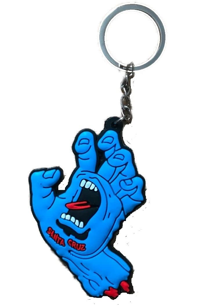hotrodspirit - Schlüsselanhänger mit blauer Hand und heulendem Mund mit Skate-Logo Santa Cruz von hotrodspirit